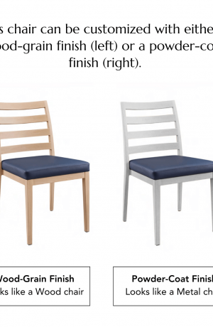 IH Seating Claire Dining Chair in Wood Finish and Powder-Coat Finish