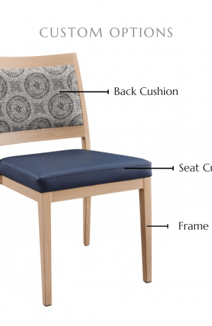 Customize chair stool by selecting your seat and back cushion as well as frame finish.