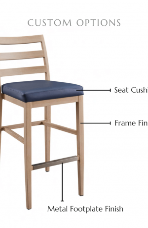 Customize this stool by selecting your seat cushion, frame finish, and metal footplate finish.