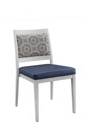 IH Seating's Claire Silver Metal Dining Chair in Blue Fabric