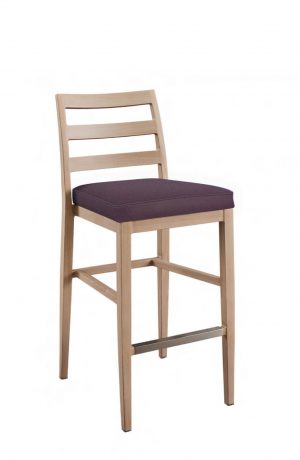 IH Seating - Claire Traditional Wood Bar Stool with Purple Seat Cushion