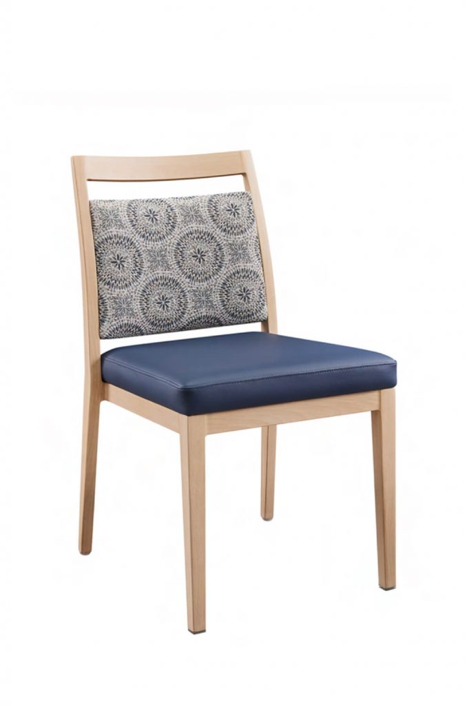 IH Seating Claire Transitional Dining Side Chair with Multiple Fabrics on Back and Seat