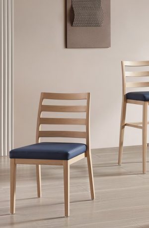 IH Seating Claire Wood Grain Dining Chair Next to Bar Stool