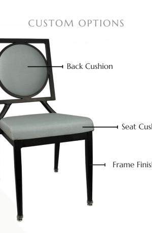 Customize chair stool by selecting your seat and back cushion as well as frame finish.