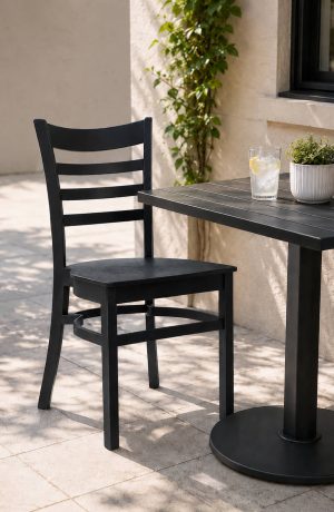 Skye Outdoor Black Dining Chair with Ladder Back