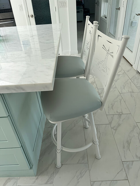 Trica's Creation Collection Swivel Bar Stools in Customer's Kitchen