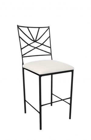 Wesley Allen's Claire Black Metal Bar Stool with White Seat Cushion