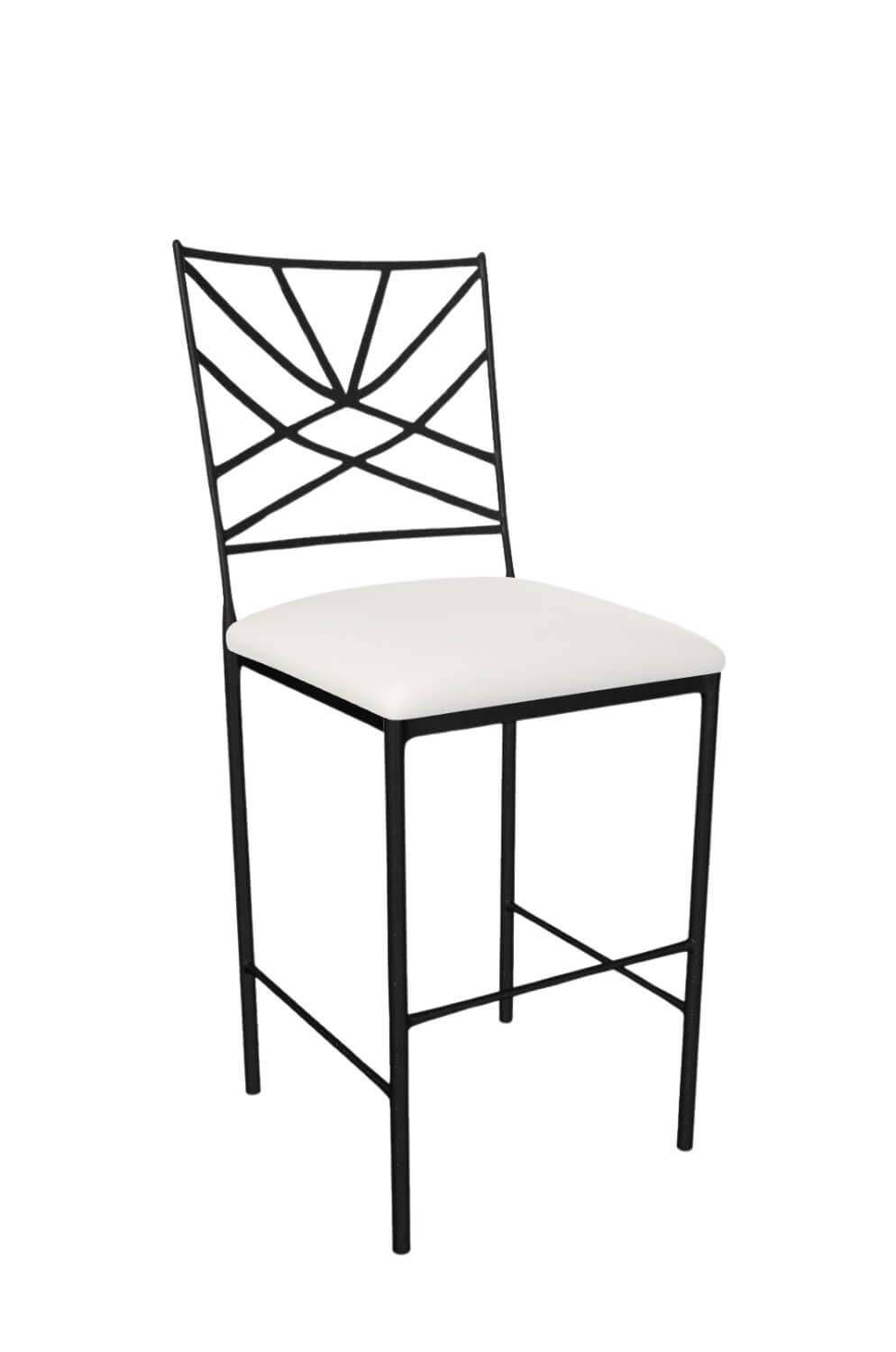 Wesley Allen's Claire Black Metal Bar Stool with White Seat Cushion