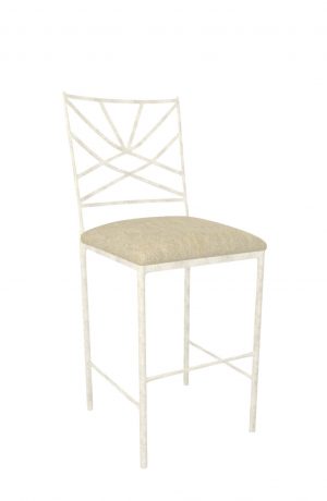 Wesley Allen's Claire Ivory Metal Bar Stool with Tan Seat Cushion