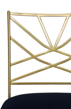 Wesley Allen's Claire Modern Gold Bar Stool with Geometric Back Design - Close Up