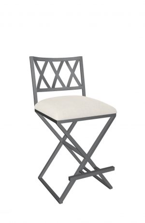 Wesley Allen's Khon Silver X Base Bar Stool with X Back