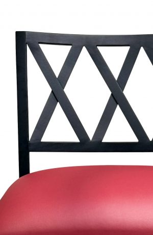 Wesley Allen's Khon Unique Black Bar Stool with Low Back and Red Seat Cushion - Close Up