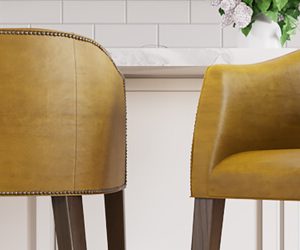 Upholstered Bar and Counter Stools with Nailheads