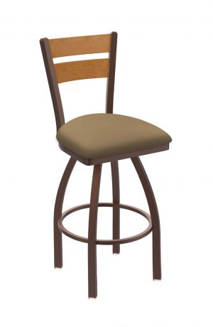 Holland's Thor Brown Metal Swivel Bar Stool with Ladder Back