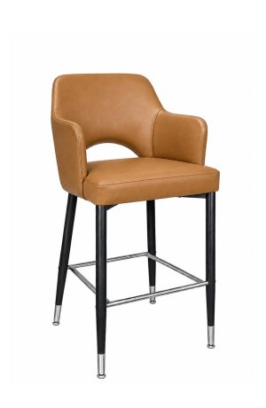 Alaric Mid-Century Modern Upholstered Bar Stool with Arms