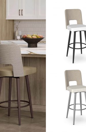 This bar stool is customizable! Select from a variety of metal finishes and seat heights