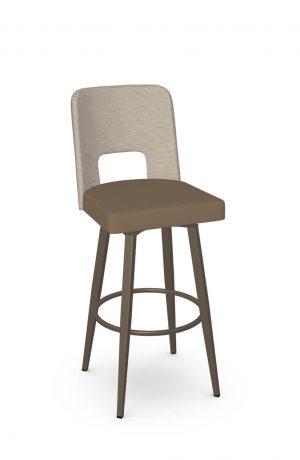 Amisco's Chase Transitional Swivel Bar Stool in Bronze Metal and Brown Seat