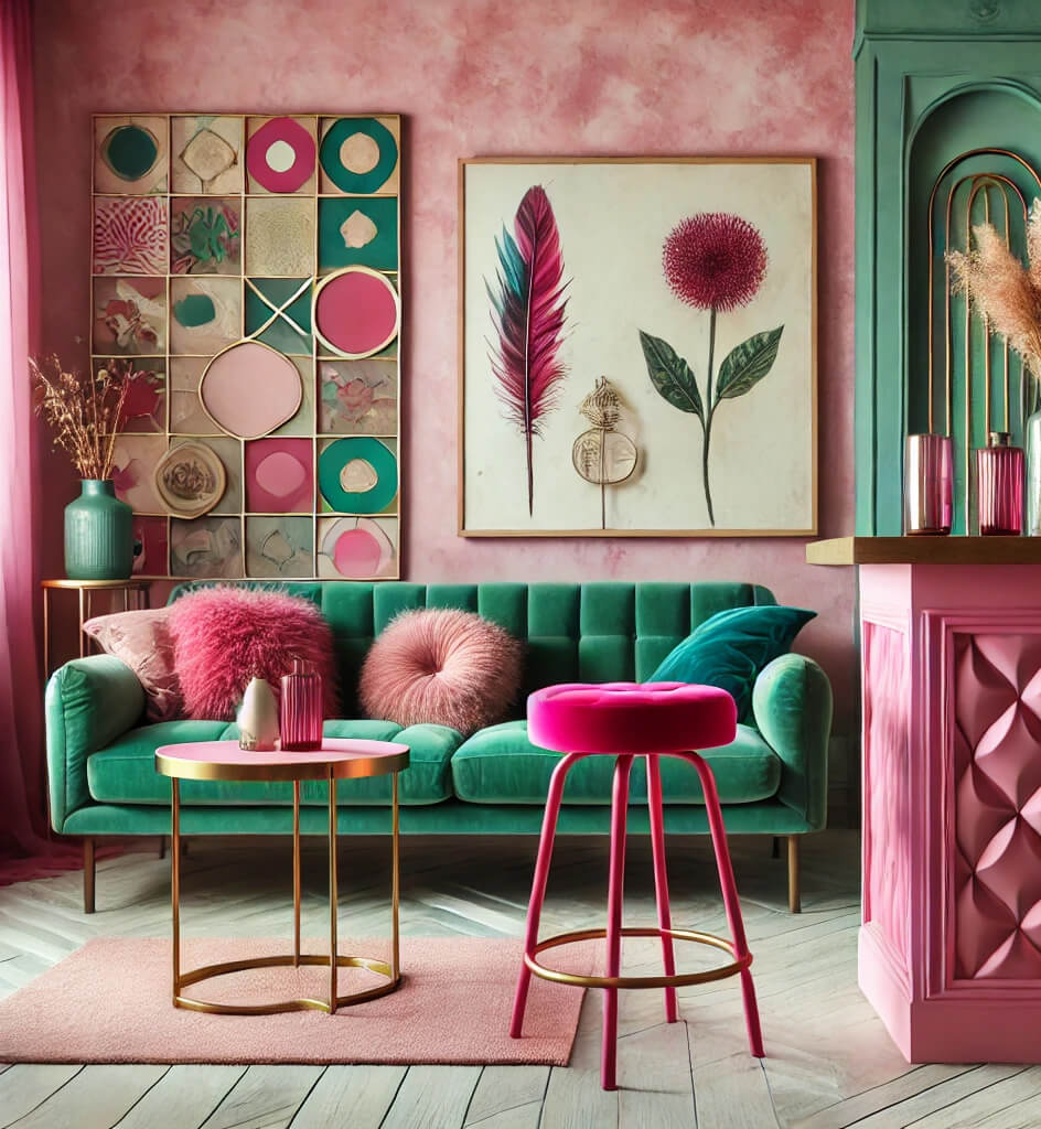 Eclectic Pink Bar Stool