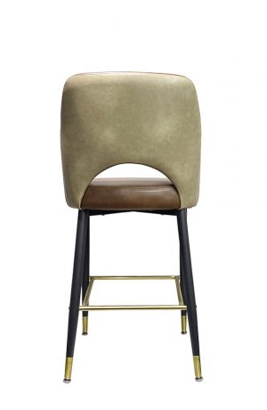 IH Seating Alaric Metal Bar Stool with Brown Vinyl and Arms - Back View