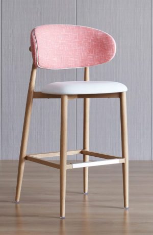 IH Seating Daphne Scandinavian Modern Bar Stool in Pink and White