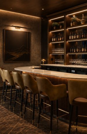 Modern Commercial Grade Bar Stools in Upscale Lounge Bar