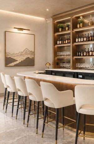 Modern Commercial Grade Bar Stools in Upscale Lounge Bar
