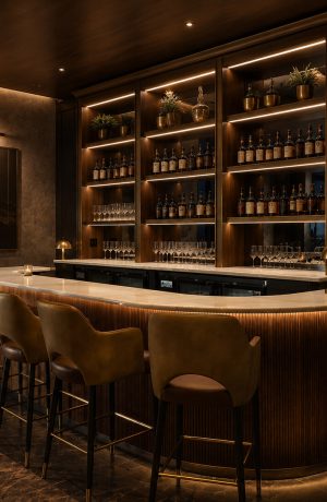 Modern Commercial Grade Bar Stools in Upscale Lounge Bar