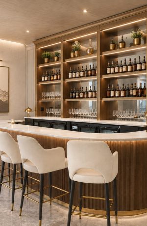 Modern Commercial Grade Bar Stools in Upscale Lounge Bar