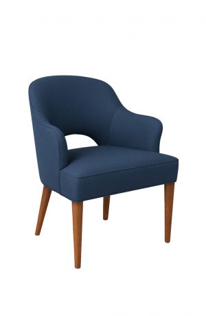 Style Upholstering's #47 Oak Wood Dining Chair with Blue Fabric