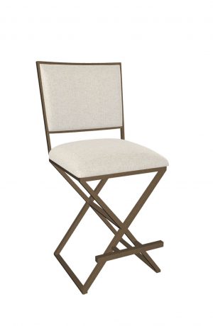 Wesley Allen's Kora Copper Modern Bar Stool with Back and X Base