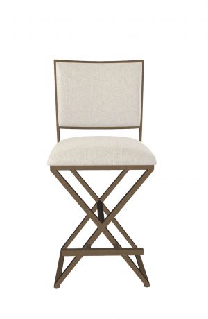 Wesley Allen's Kora Copper Modern Bar Stool with Back and X Base - Front