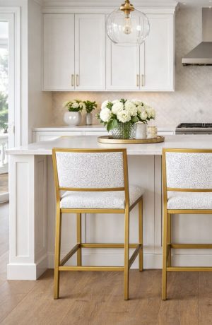 Wesley Allen's Maisy Modern Gold Bar Stools in Modern Kitchen Island - Sides