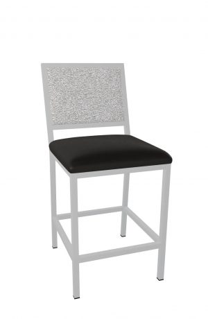Wesley Allen's Maisy Silver Modern Bar Stool with Fabric Back and Vinyl Seat
