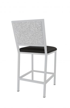 Wesley Allen's Maisy Silver Modern Bar Stool with Fabric Back and Vinyl Seat - Back