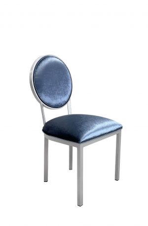 Wesley Allen's Marquis Traditional Metal Dining Chair with Oval Back in White and Blue