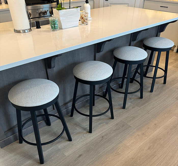 Amisco's Black Backless Swivel Counter Stools in Customer's Kitchen