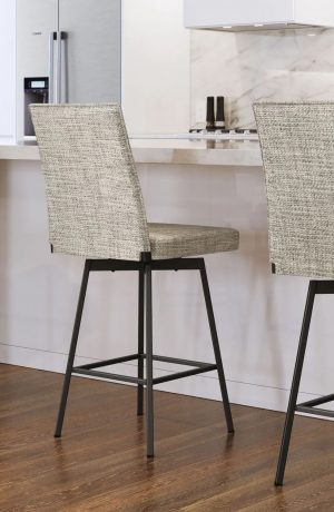 Amisco's Dorian Black and Brown Swivel Bar Stool in Modern Kitchen