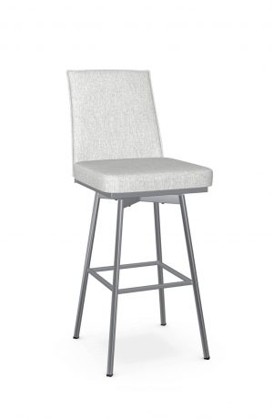 Amisco's Dorian Silver Swivel Bar Stool with Back