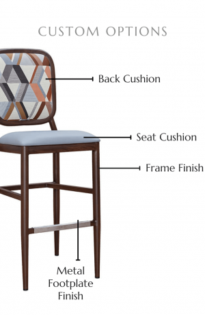 Customize this stool by selecting your back and seat cushion and frame finish.