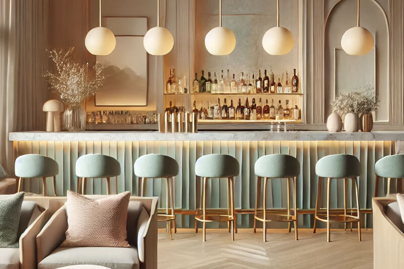 Neutral Colors in Cozy Hotel Bar