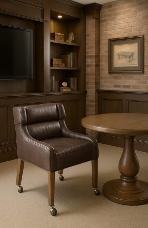 Style Upholstering's 40C Luxury Leather Dining Chair in Modern Mancave