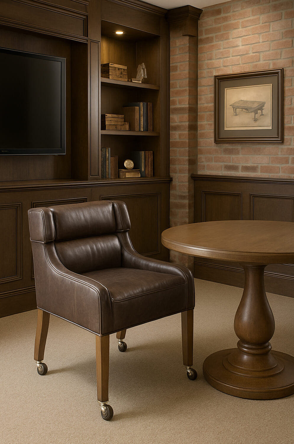 Style Upholstering's 40C Luxury Leather Dining Chair in Modern Mancave