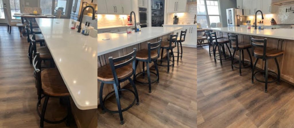 Holland's Jackie 411 Black Swivel Bar Stools in Oak Dark Wood Seat in Customer's Modern Kitchen