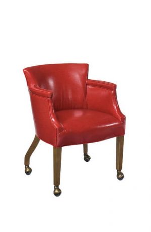 Style Upholstering's 6699 Red Leather Caster Arm Chair