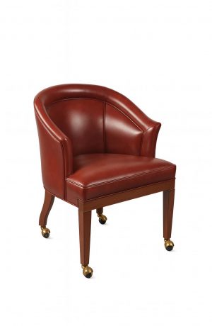 Style Upholstering's 80C Dining Chair Barrel Back in Red Leather