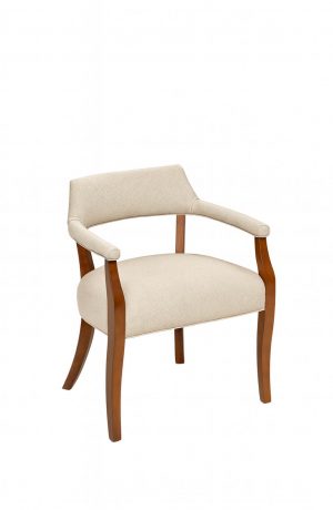 Style Upholstering's 87 Wood Dining Arm Chair in Beige Fabric