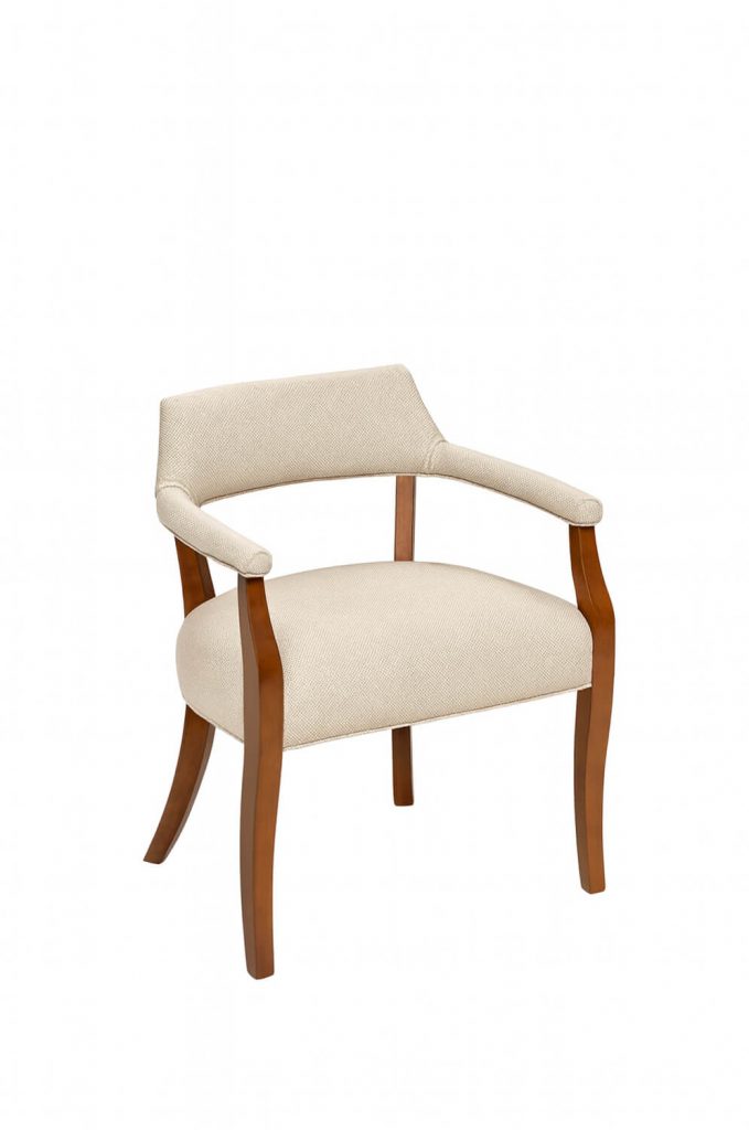 Style Upholstering's 87 Wood Dining Arm Chair in Beige Fabric