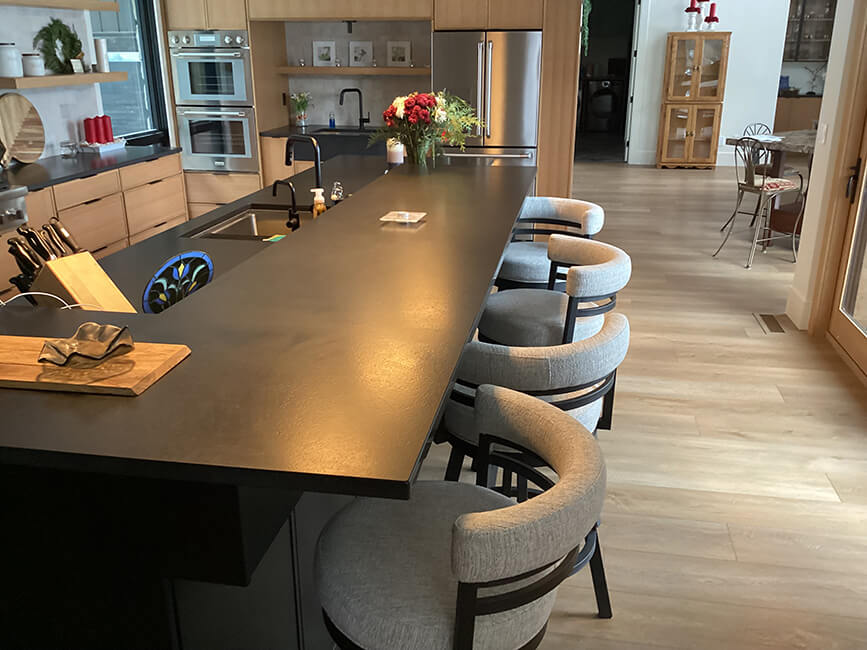 Wesley Allen's Black Miramar Swivel Bar Stools in Customers Kitchen