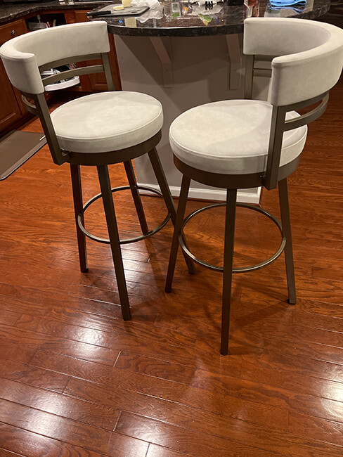 Amisco's Ronny Bronze Swivel Bar Stools in Customer's Kitchen