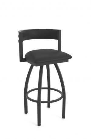 Holland's Artemis Modern Black Swivel Bar Stool with Low Back